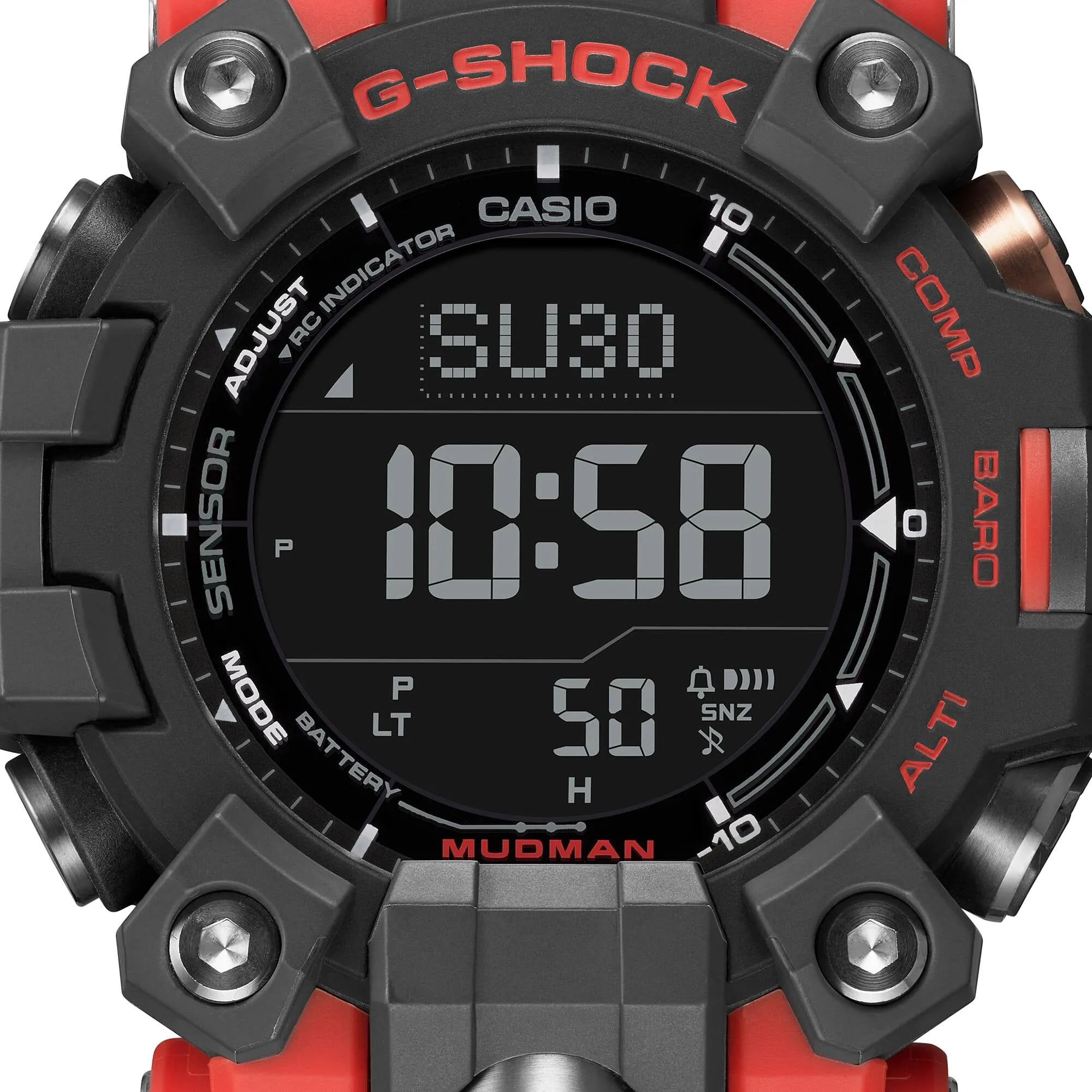 CASIO G-Shock GW9500-1A4 Mudman Triple Sensor Solar Red Orange Watch