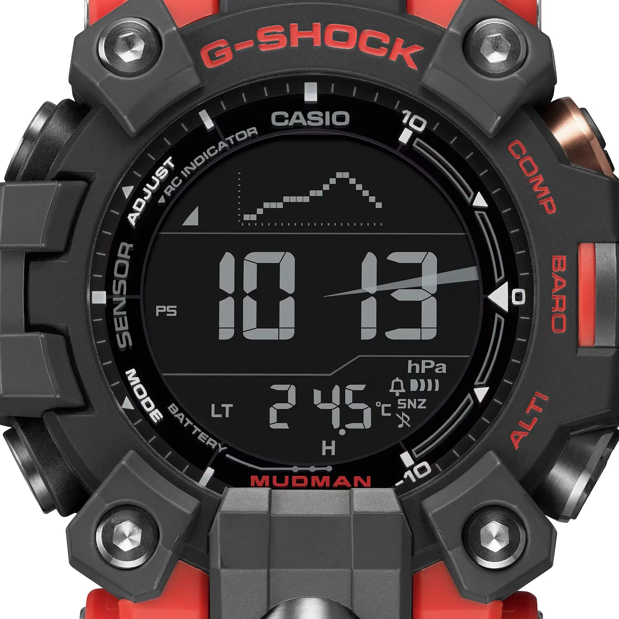 CASIO G-Shock GW9500-1A4 Mudman Triple Sensor Solar Red Orange Watch