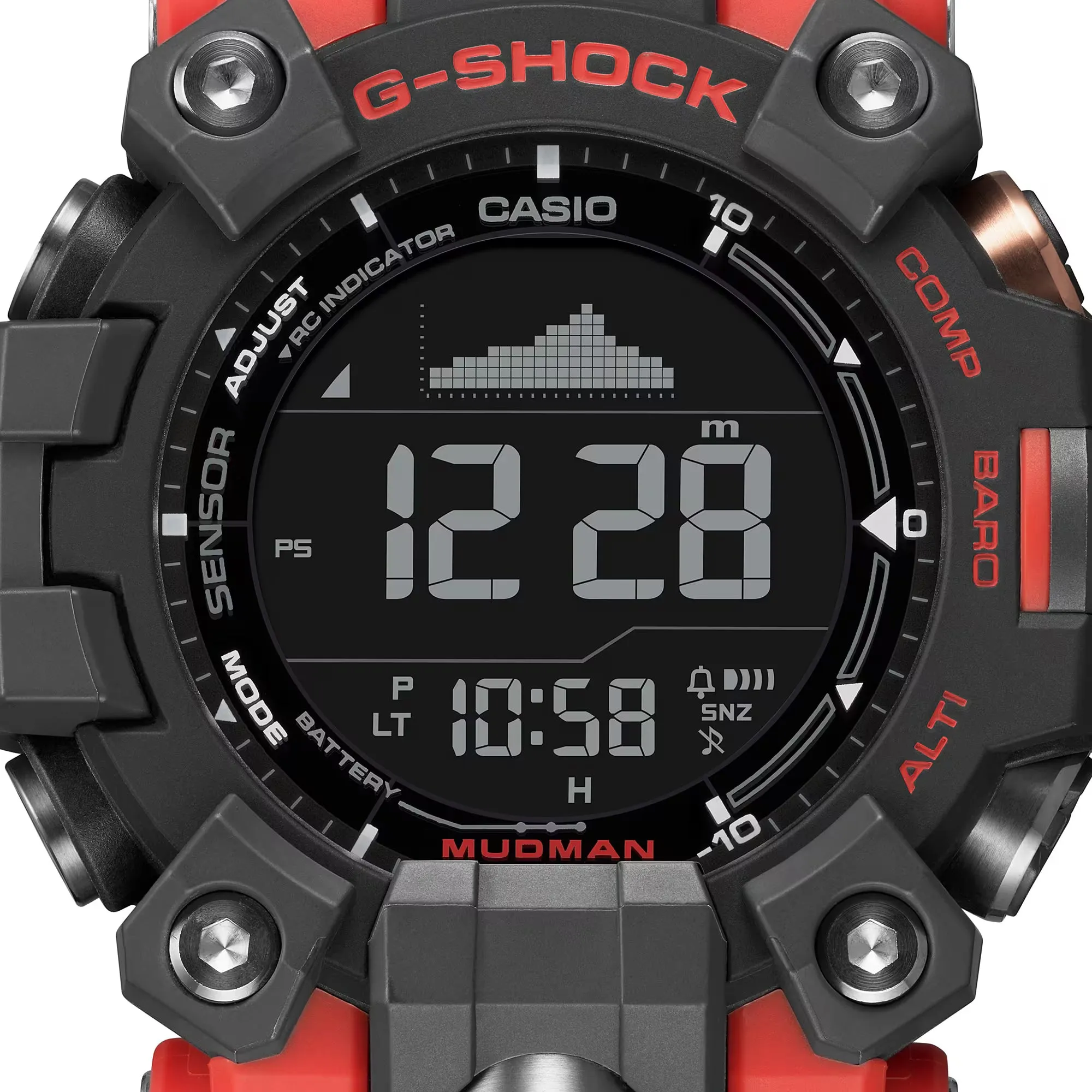 CASIO G-Shock GW9500-1A4 Mudman Triple Sensor Solar Red Orange Watch