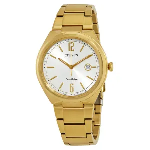 Citizen Chandler Eco-Drive Silver Dial Yellow Gold-plated Men's Watch AW1372-81A