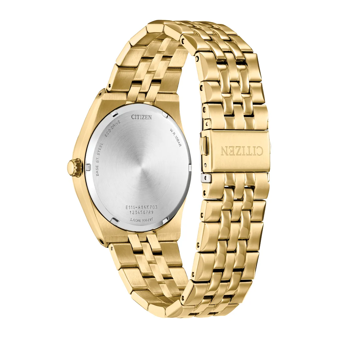 Citizen Corso Mens Eco Drive Gold Tone Black Dial Watch