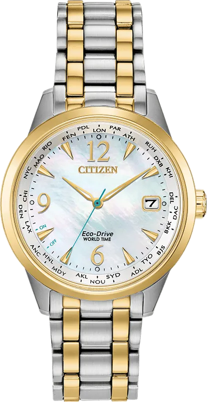 Citizen Eco Drive World Time Perpetual Calendar Women's Watch FC8004-54D