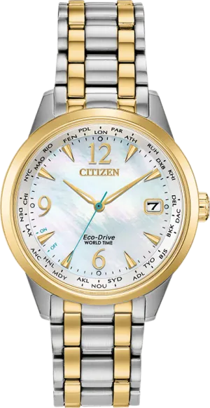 Citizen Eco Drive World Time Perpetual Calendar Women's Watch FC8004-54D
