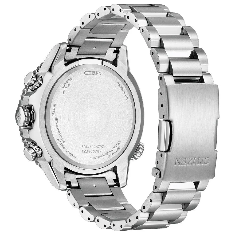 Citizen Promaster Navihawk A-T Mens Eco Drive Silver Tone Blue Dial Watch