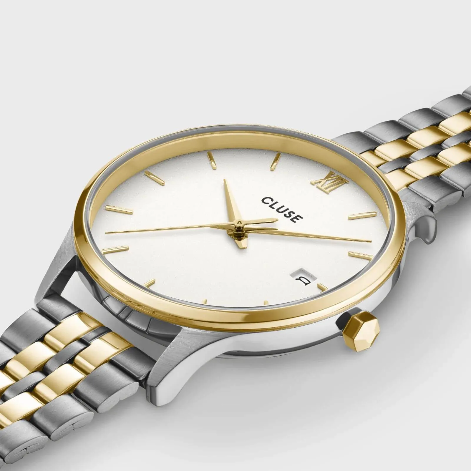 Cluse Minuit Date Gold Watch - Coconut Milk