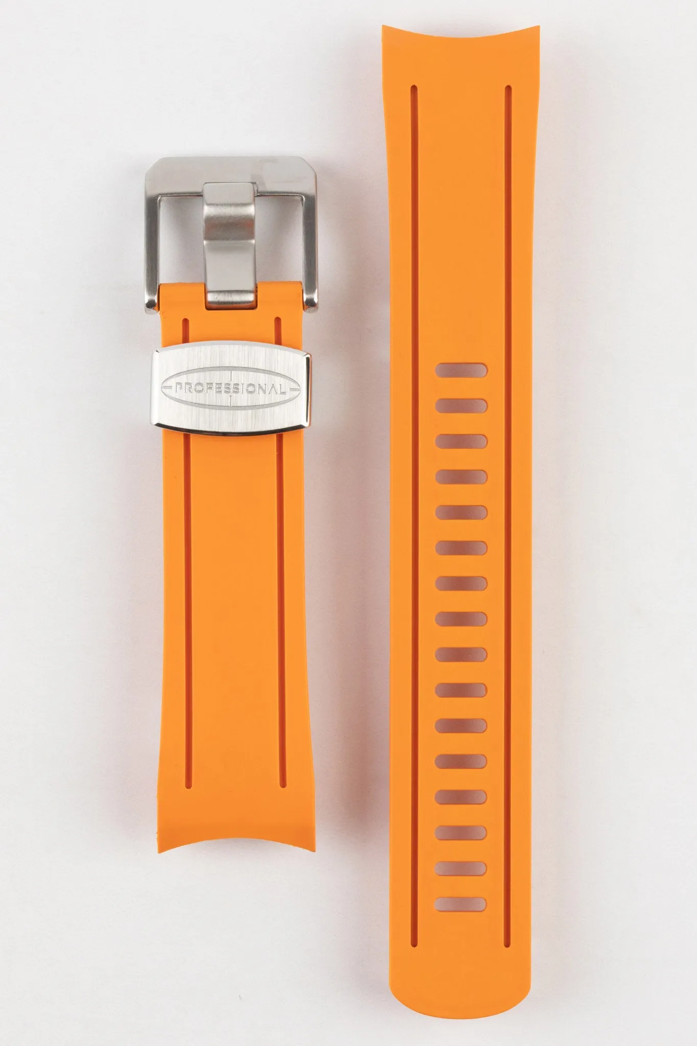 CRAFTER BLUE CB05 Rubber Watch Strap for Seiko SKX Series – ORANGE with Steel Keeper