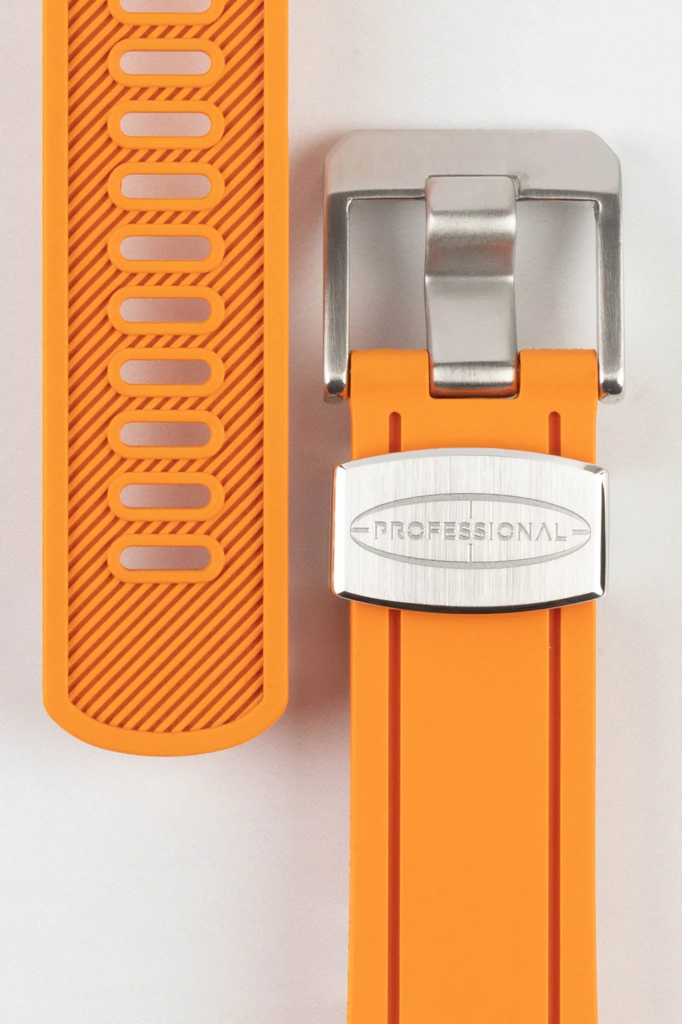 CRAFTER BLUE CB05 Rubber Watch Strap for Seiko SKX Series – ORANGE with Steel Keeper