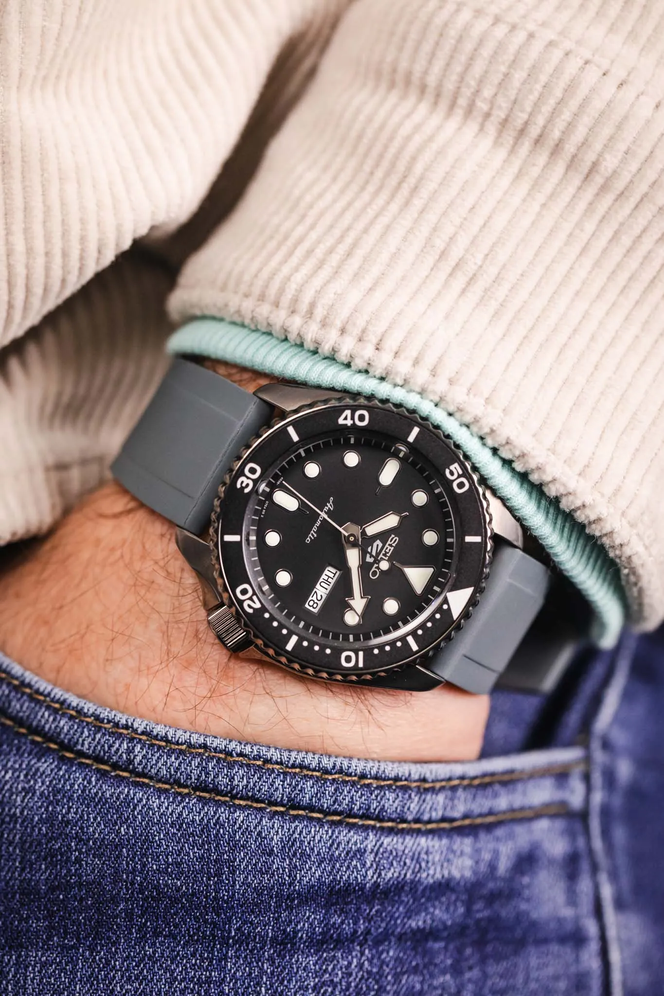 CRAFTER BLUE UX03 Grey FKM Rubber Watch Strap