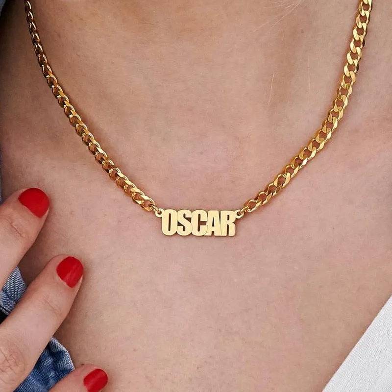 Custom Name Cuban Link Chain Necklace