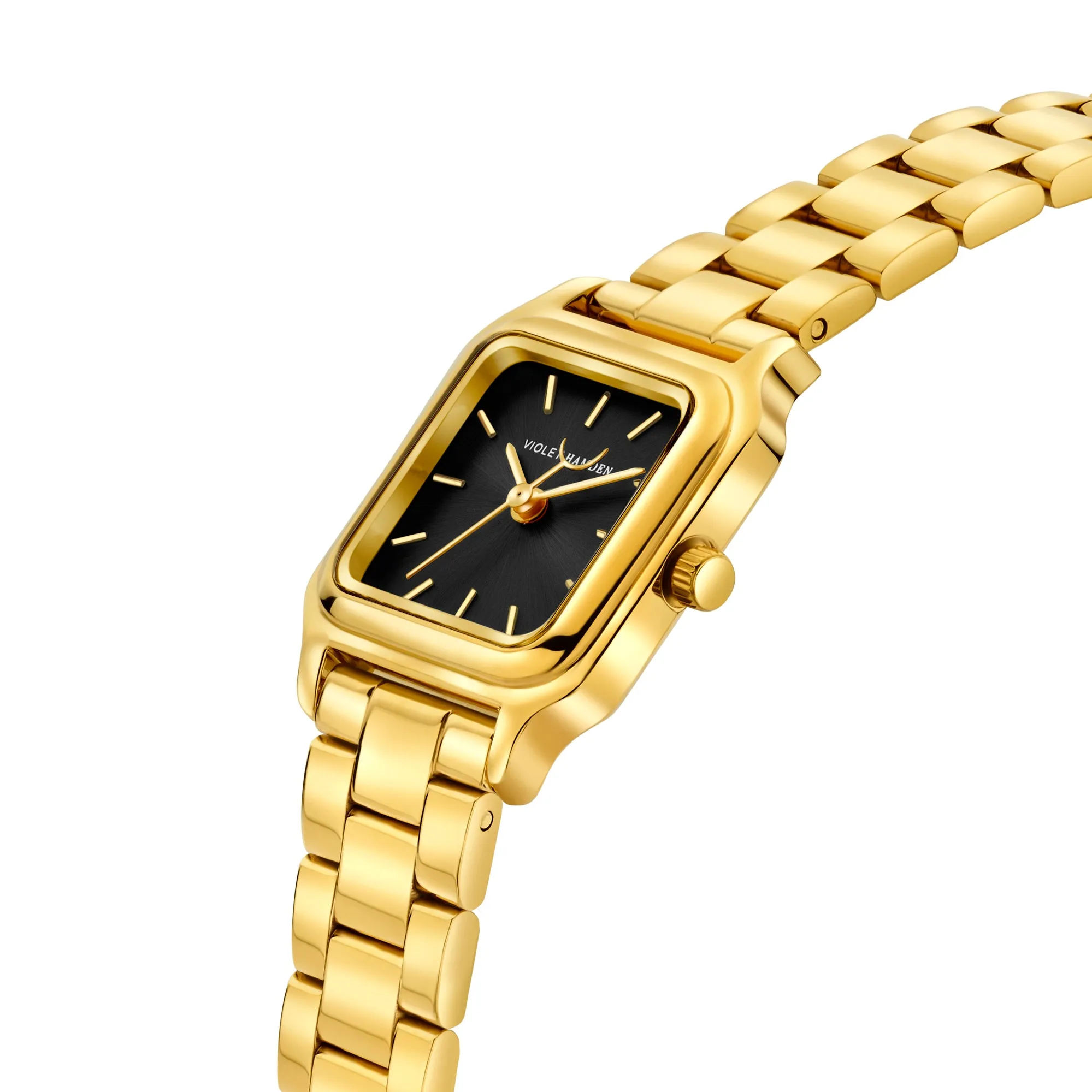 Dawn Base square ladies watch gold coloured and black