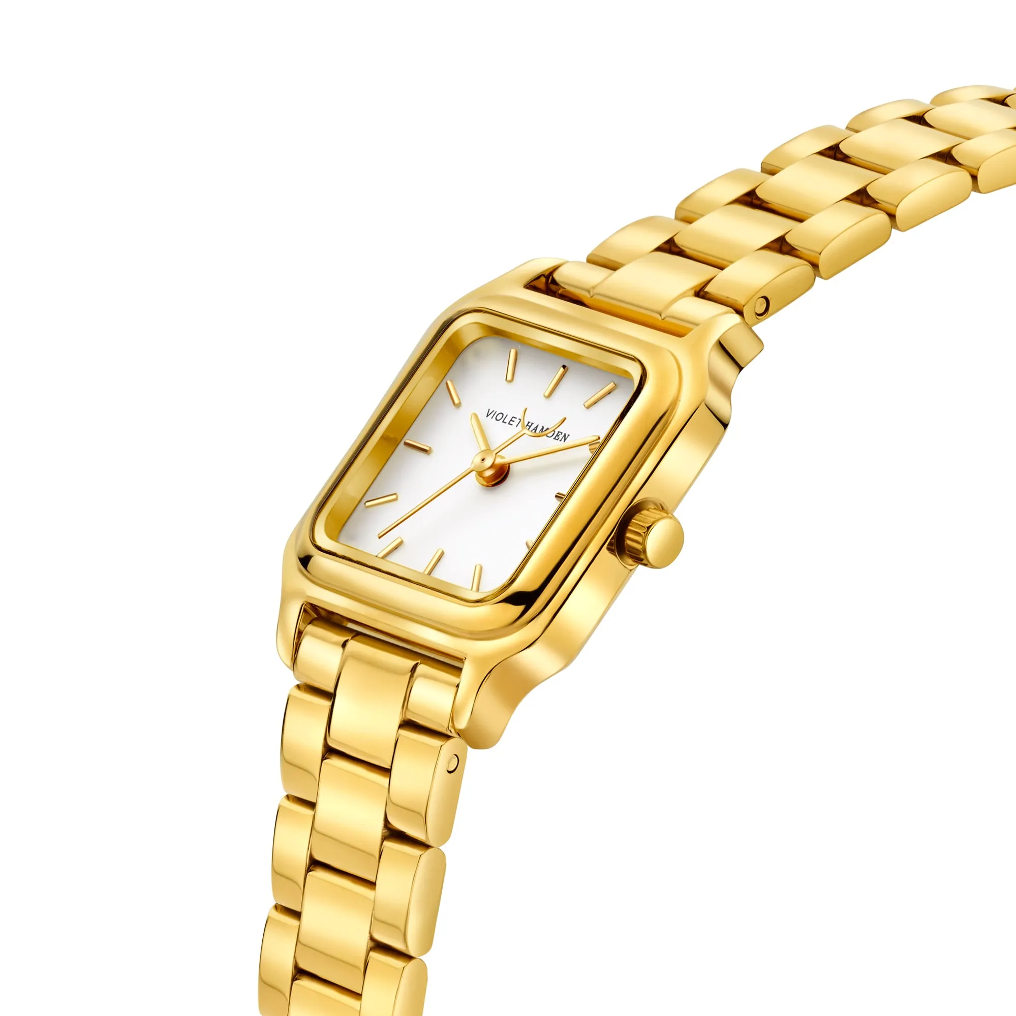 Dawn Base square ladies watch gold coloured and white