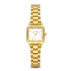 Dawn Base square ladies watch gold coloured and white