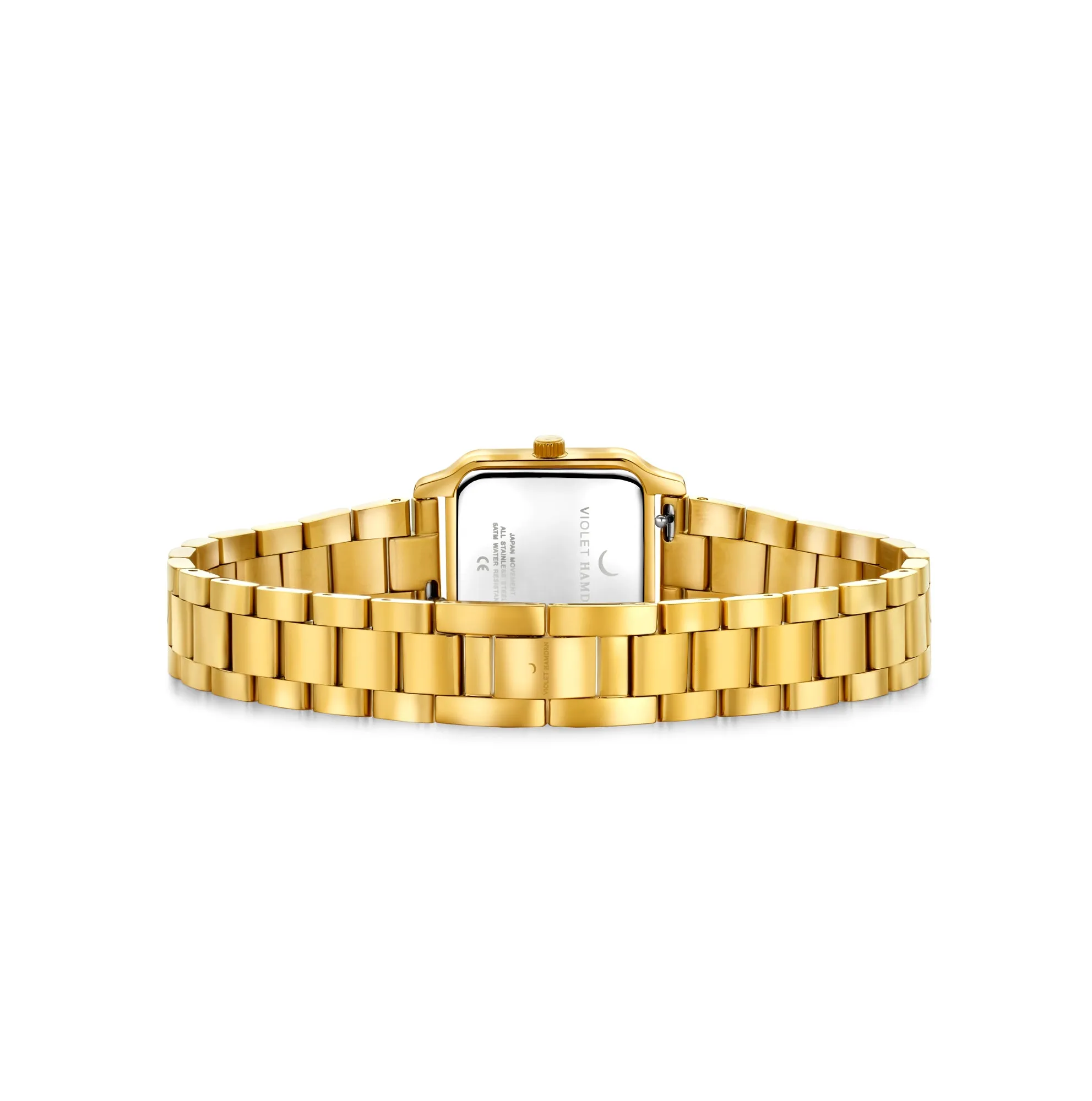 Dawn Base square ladies watch gold coloured and white