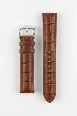 Di-Modell IMPERATOR Waterproof Alligator-Embossed Calfskin Watch Strap in GOLD BROWN