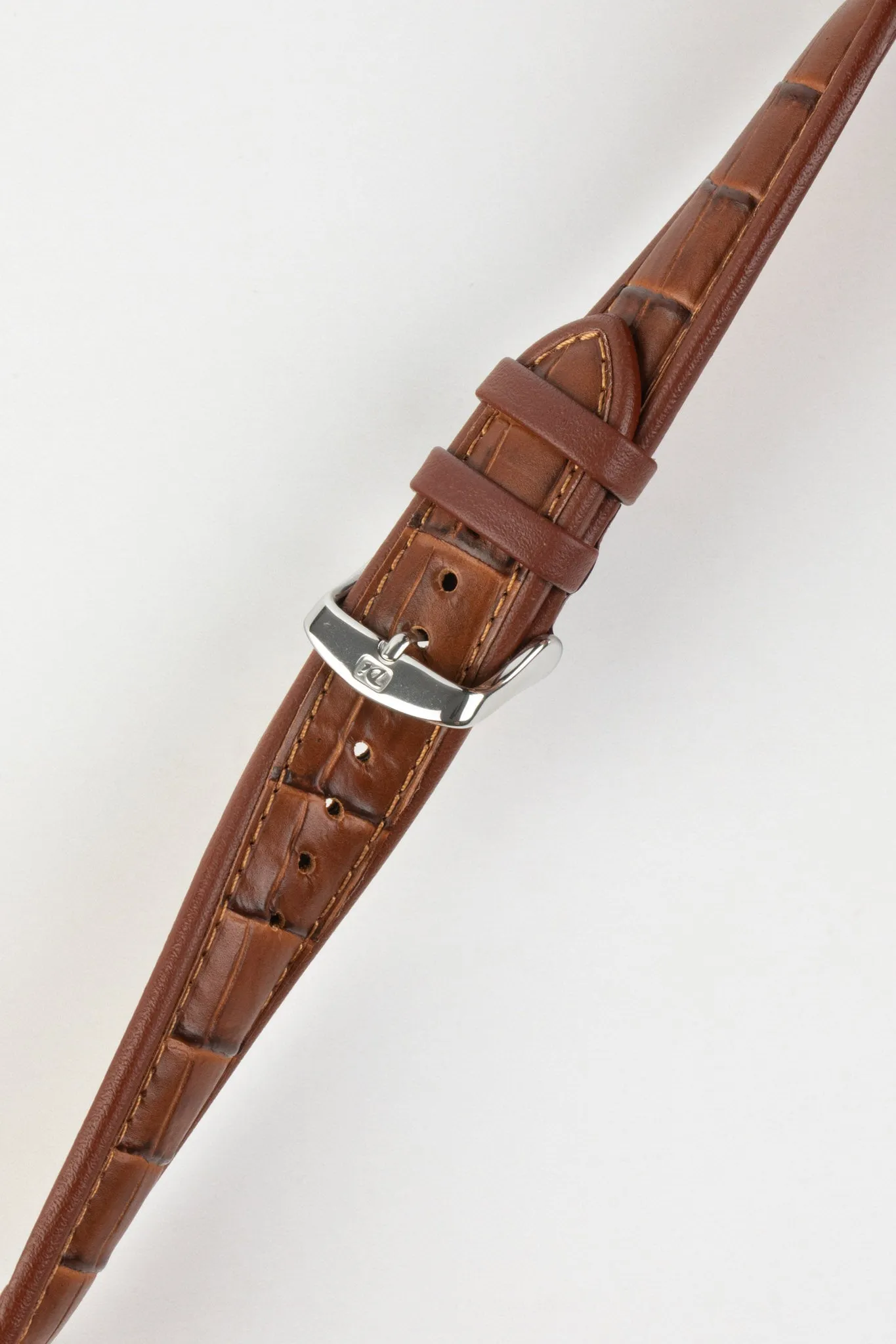 Di-Modell IMPERATOR Waterproof Alligator-Embossed Calfskin Watch Strap in GOLD BROWN