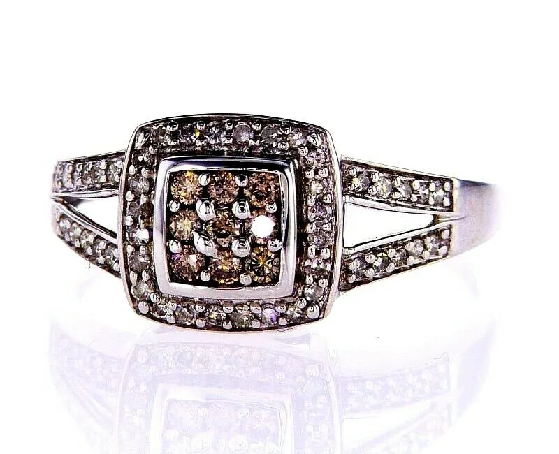 Diamond Ring 0.70 Carat Chocolate and white Diamond Natural Round Cut Ring