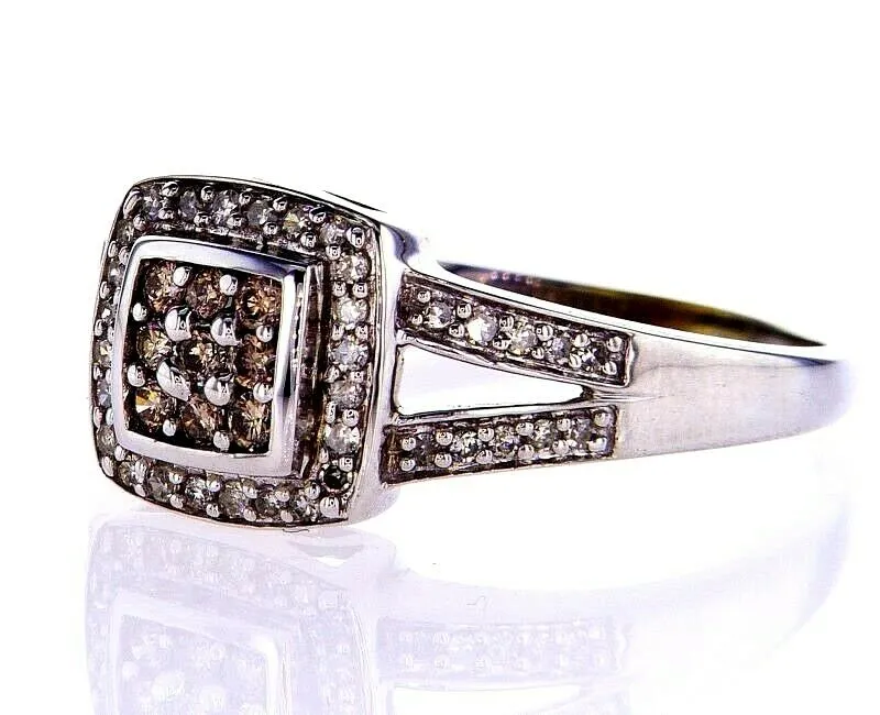 Diamond Ring 0.70 Carat Chocolate and white Diamond Natural Round Cut Ring