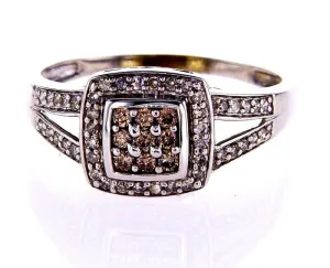 Diamond Ring 0.70 Carat Chocolate and white Diamond Natural Round Cut Ring