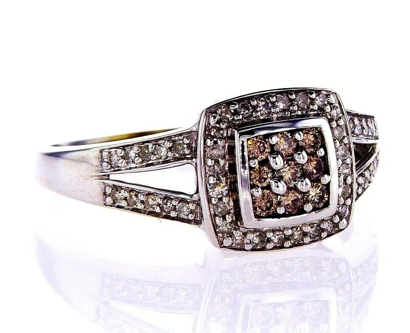 Diamond Ring 0.70 Carat Chocolate and white Diamond Natural Round Cut Ring