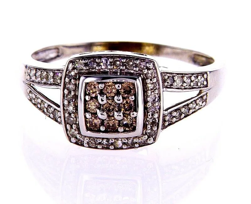 Diamond Ring 0.70 Carat Chocolate and white Diamond Natural Round Cut Ring