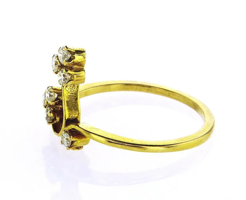 Diamond Ring 18K Yellow Gold 0.29 CT H / VS2  Natural Round Cut Dainty Flower