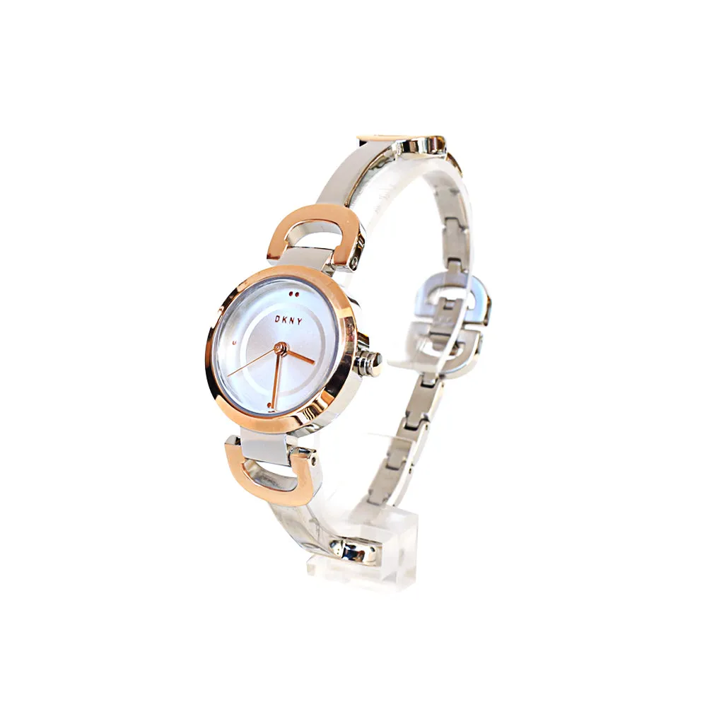 Dkny Gold Plated Analog Watch With Metal Bracelet