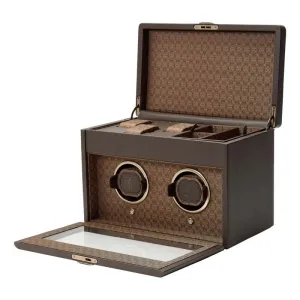 Earth Double Watch Winder in Coffee