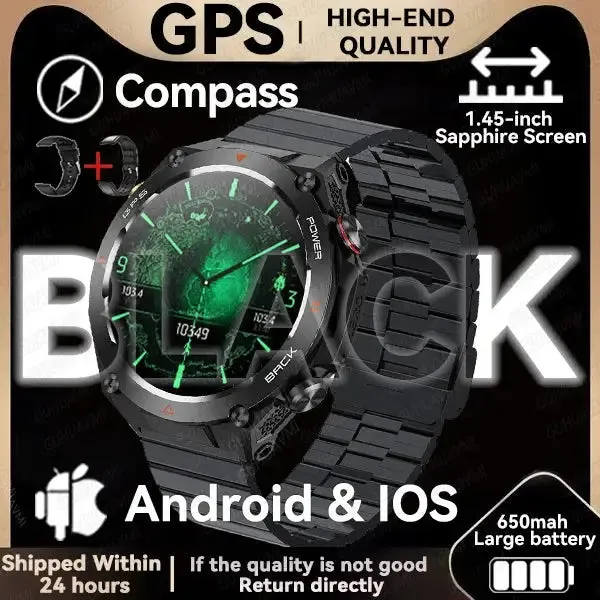 Elegance TrailBlazer Smart Watch GPS 1.45" Ultra HD Display Built-in GPS & Compass Make/Receive Phone Calls 650mAh Battery Smart Bracelet