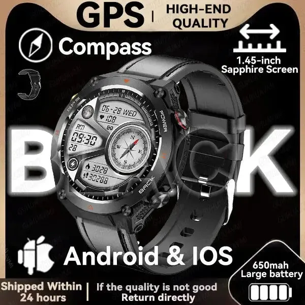 Elegance TrailBlazer Smart Watch GPS 1.45" Ultra HD Display Built-in GPS & Compass Make/Receive Phone Calls 650mAh Battery Smart Bracelet