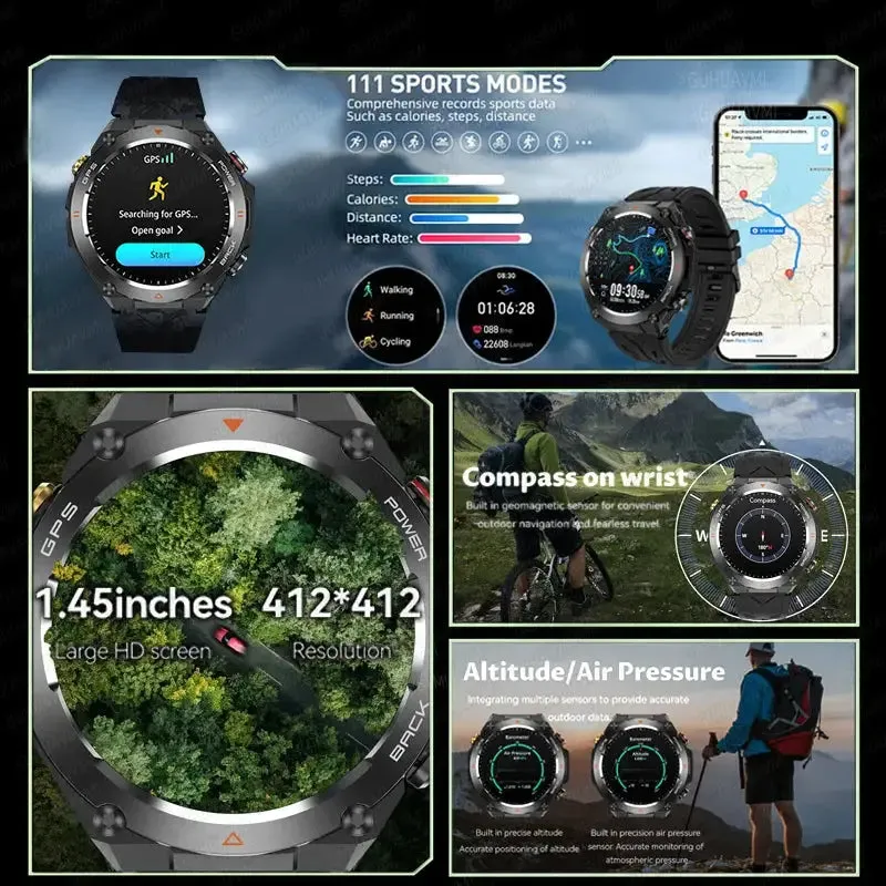 Elegance TrailBlazer Smart Watch GPS 1.45" Ultra HD Display Built-in GPS & Compass Make/Receive Phone Calls 650mAh Battery Smart Bracelet