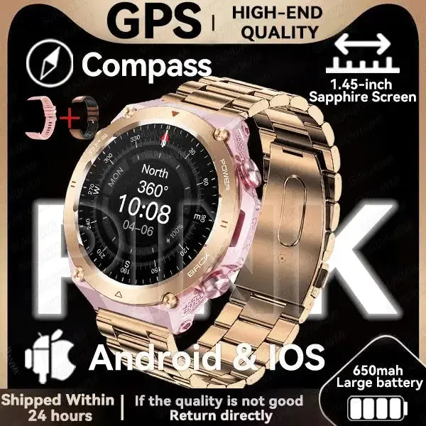 Elegance TrailBlazer Smart Watch GPS 1.45" Ultra HD Display Built-in GPS & Compass Make/Receive Phone Calls 650mAh Battery Smart Bracelet