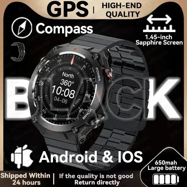 Elegance TrailBlazer Smart Watch GPS 1.45" Ultra HD Display Built-in GPS & Compass Make/Receive Phone Calls 650mAh Battery Smart Bracelet