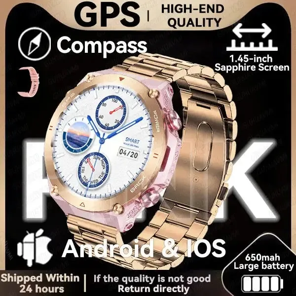 Elegance TrailBlazer Smart Watch GPS 1.45" Ultra HD Display Built-in GPS & Compass Make/Receive Phone Calls 650mAh Battery Smart Bracelet
