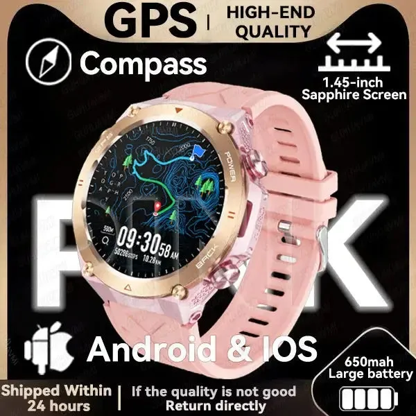 Elegance TrailBlazer Smart Watch GPS 1.45" Ultra HD Display Built-in GPS & Compass Make/Receive Phone Calls 650mAh Battery Smart Bracelet