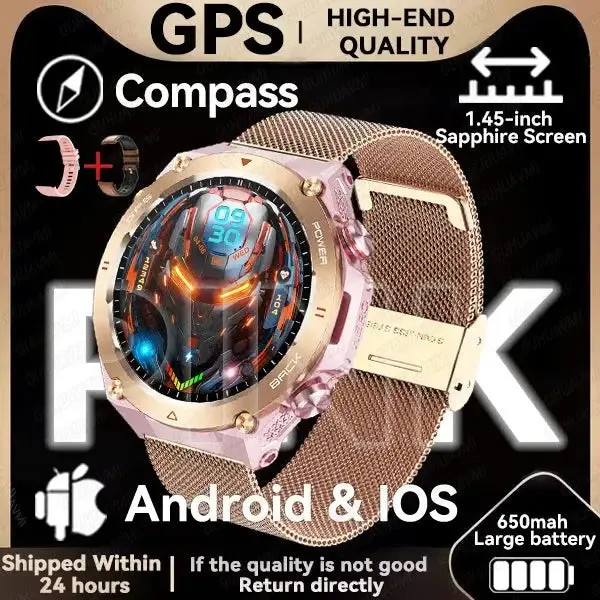 Elegance TrailBlazer Smart Watch GPS 1.45" Ultra HD Display Built-in GPS & Compass Make/Receive Phone Calls 650mAh Battery Smart Bracelet