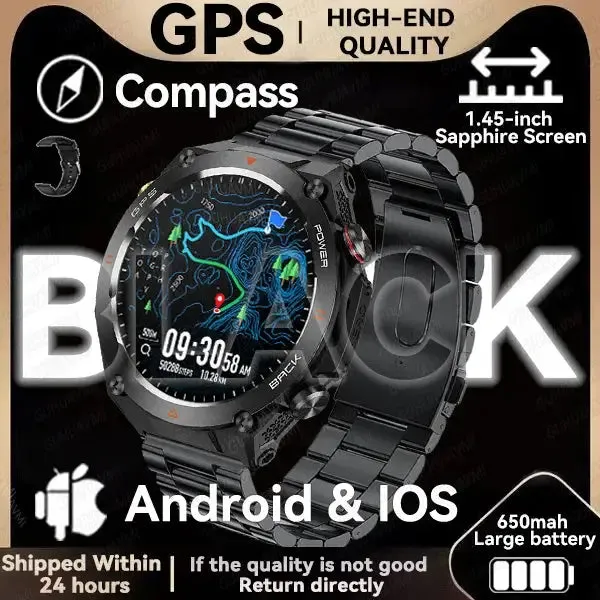 Elegance TrailBlazer Smart Watch GPS 1.45" Ultra HD Display Built-in GPS & Compass Make/Receive Phone Calls 650mAh Battery Smart Bracelet