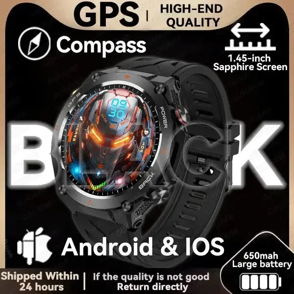 Elegance TrailBlazer Smart Watch GPS 1.45" Ultra HD Display Built-in GPS & Compass Make/Receive Phone Calls 650mAh Battery Smart Bracelet