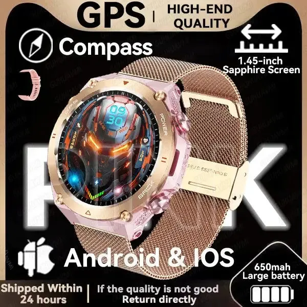 Elegance TrailBlazer Smart Watch GPS 1.45" Ultra HD Display Built-in GPS & Compass Make/Receive Phone Calls 650mAh Battery Smart Bracelet