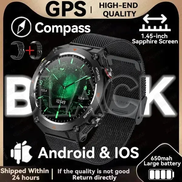 Elegance TrailBlazer Smart Watch GPS 1.45" Ultra HD Display Built-in GPS & Compass Make/Receive Phone Calls 650mAh Battery Smart Bracelet