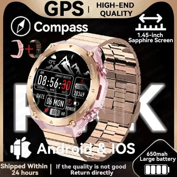 Elegance TrailBlazer Smart Watch GPS 1.45" Ultra HD Display Built-in GPS & Compass Make/Receive Phone Calls 650mAh Battery Smart Bracelet