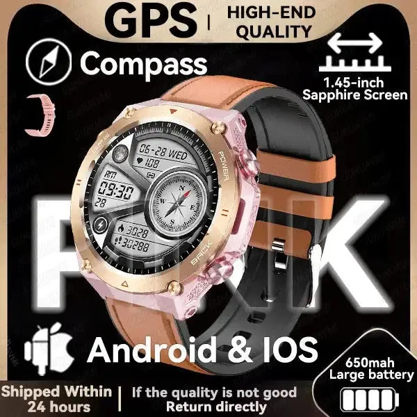 Elegance TrailBlazer Smart Watch GPS 1.45" Ultra HD Display Built-in GPS & Compass Make/Receive Phone Calls 650mAh Battery Smart Bracelet