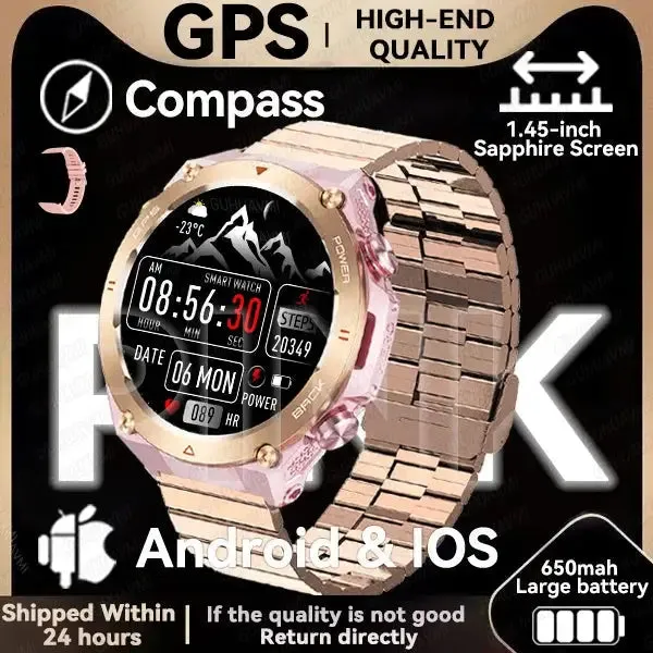 Elegance TrailBlazer Smart Watch GPS 1.45" Ultra HD Display Built-in GPS & Compass Make/Receive Phone Calls 650mAh Battery Smart Bracelet