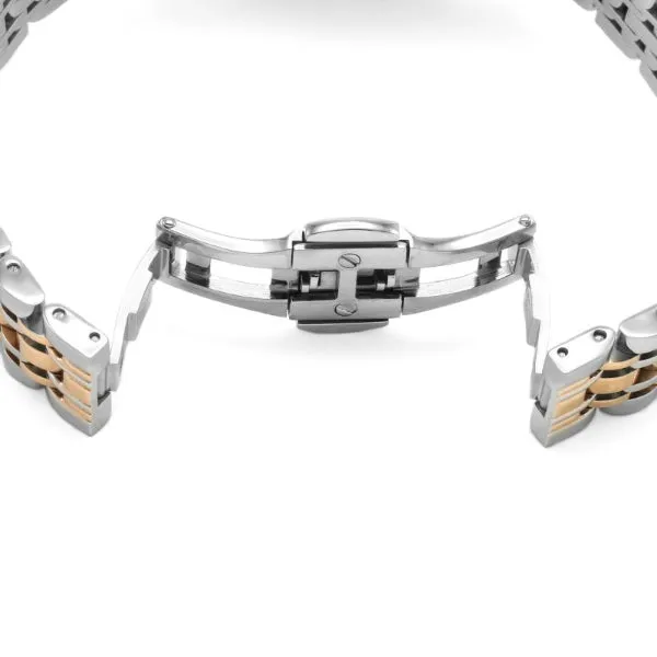 EMPORIO ARMANI Retro Two-tone Stainless Steel White Dial Quartz Watch for Ladies - EMPORIO ARMANI AR1926