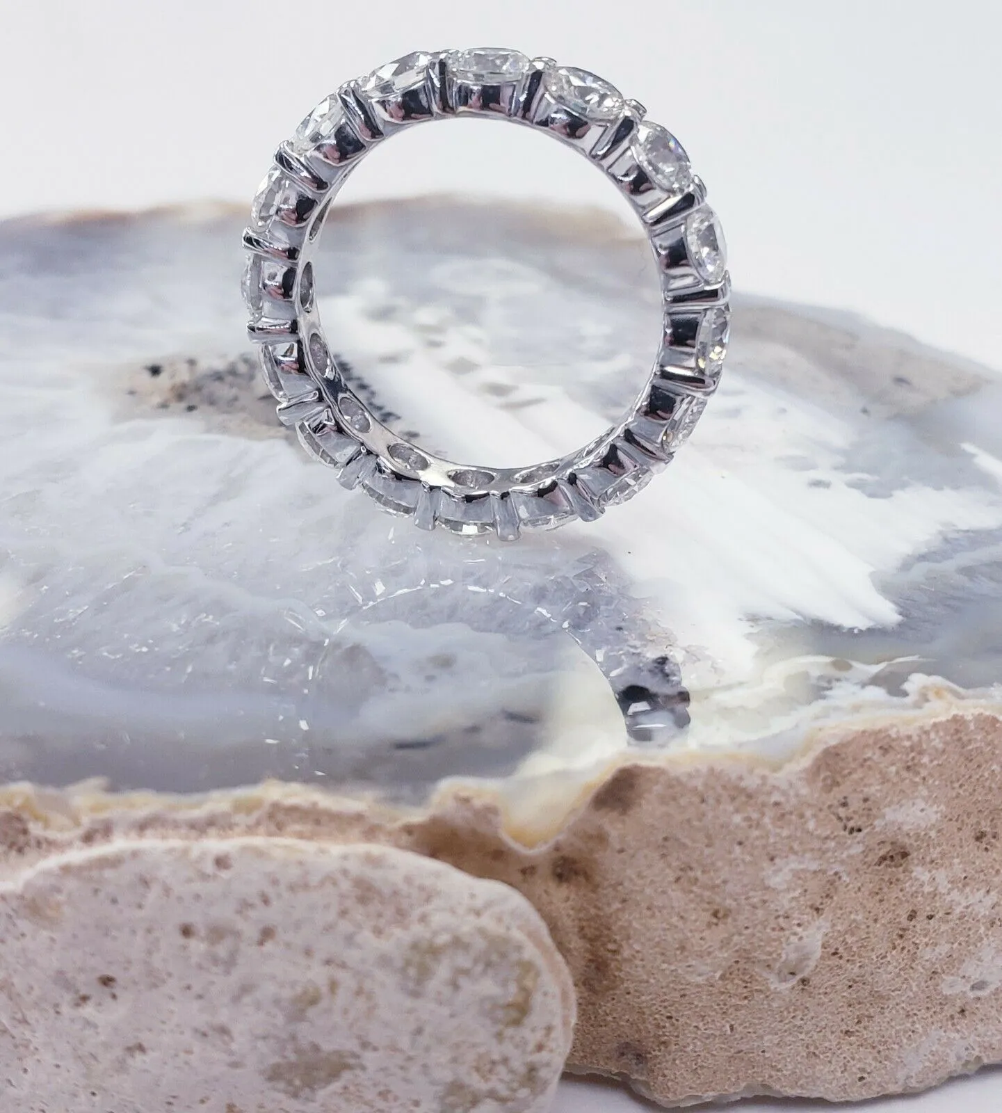 Eternity Band 18K White Gold Natural Round Diamond Ring 4 CTW F VS2 Certified