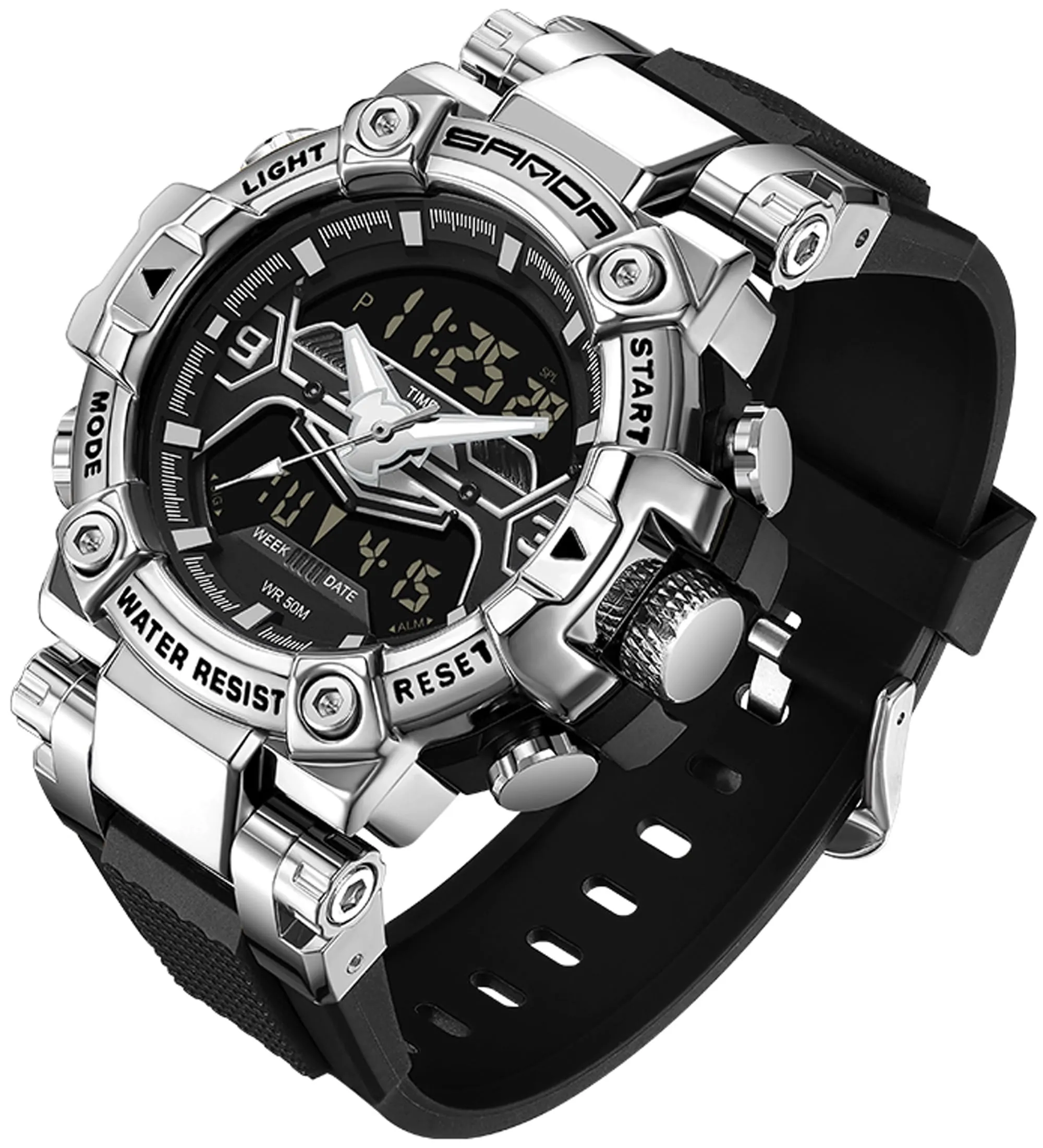 Findtime Digital Watches for Men Tactical Sports 5ATM Waterproof Watch Digital Large Face LED Backlight Wristwatch-3186