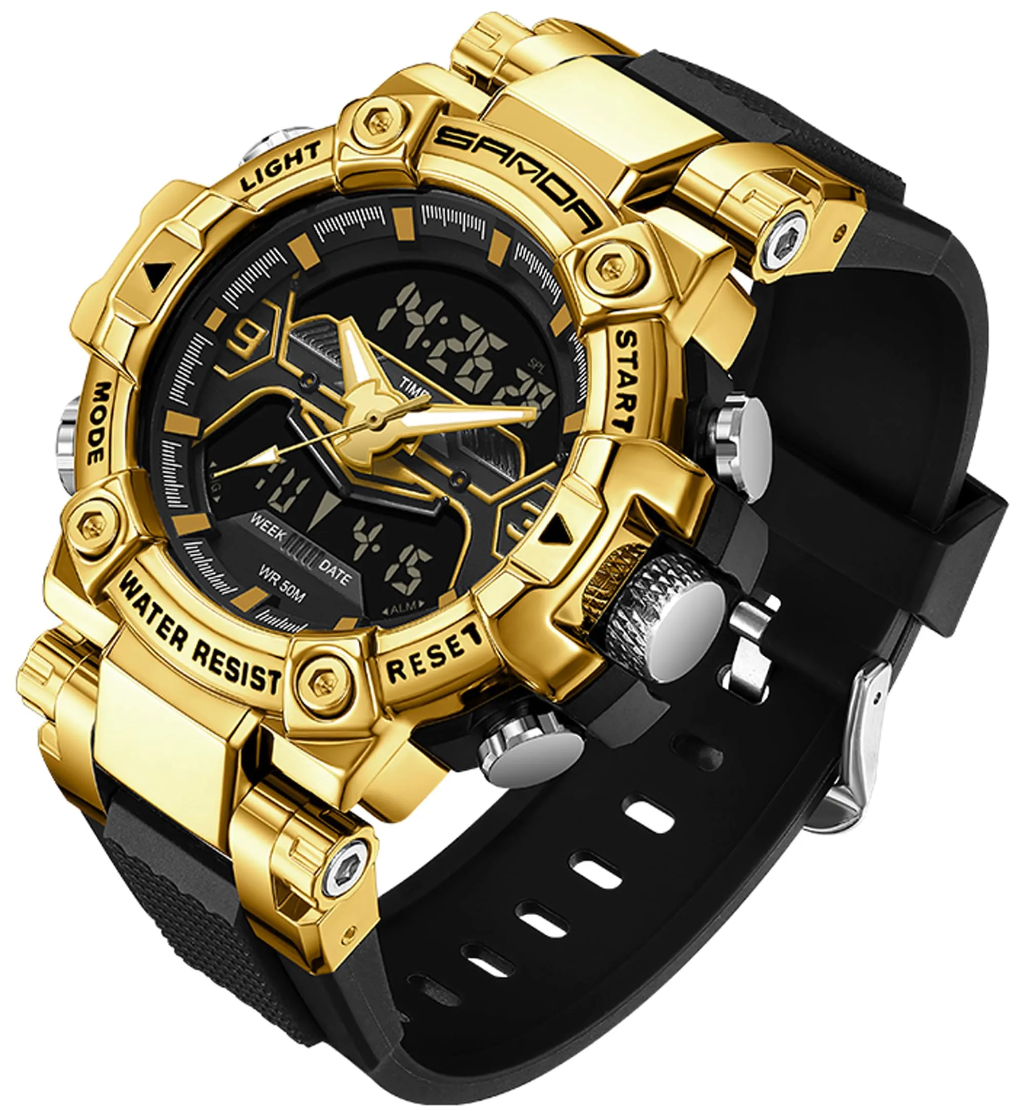 Findtime Digital Watches for Men Tactical Sports 5ATM Waterproof Watch Digital Large Face LED Backlight Wristwatch-3186