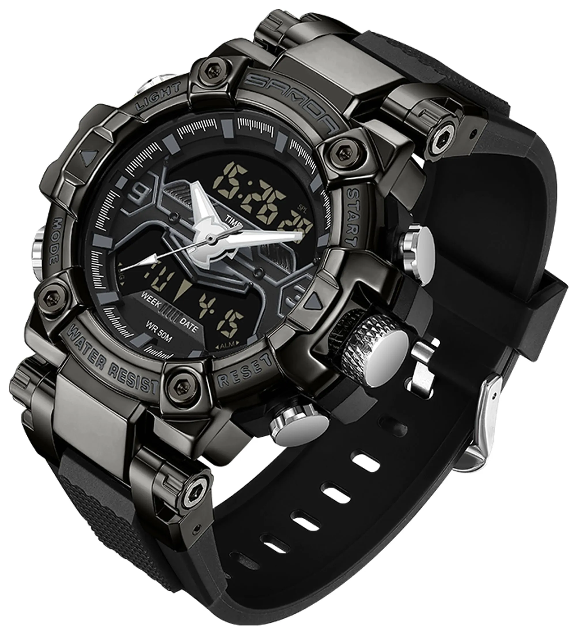 Findtime Digital Watches for Men Tactical Sports 5ATM Waterproof Watch Digital Large Face LED Backlight Wristwatch-3186