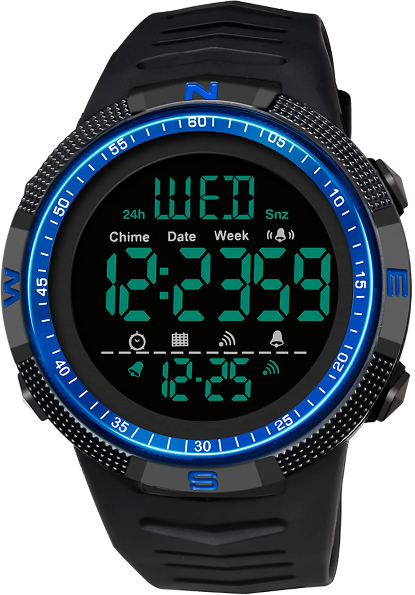 Findtime Mens Digital Sports Watch Dual Time Countdown Waterproof Stopwatch LED Screen Military Wrist Watches for Men