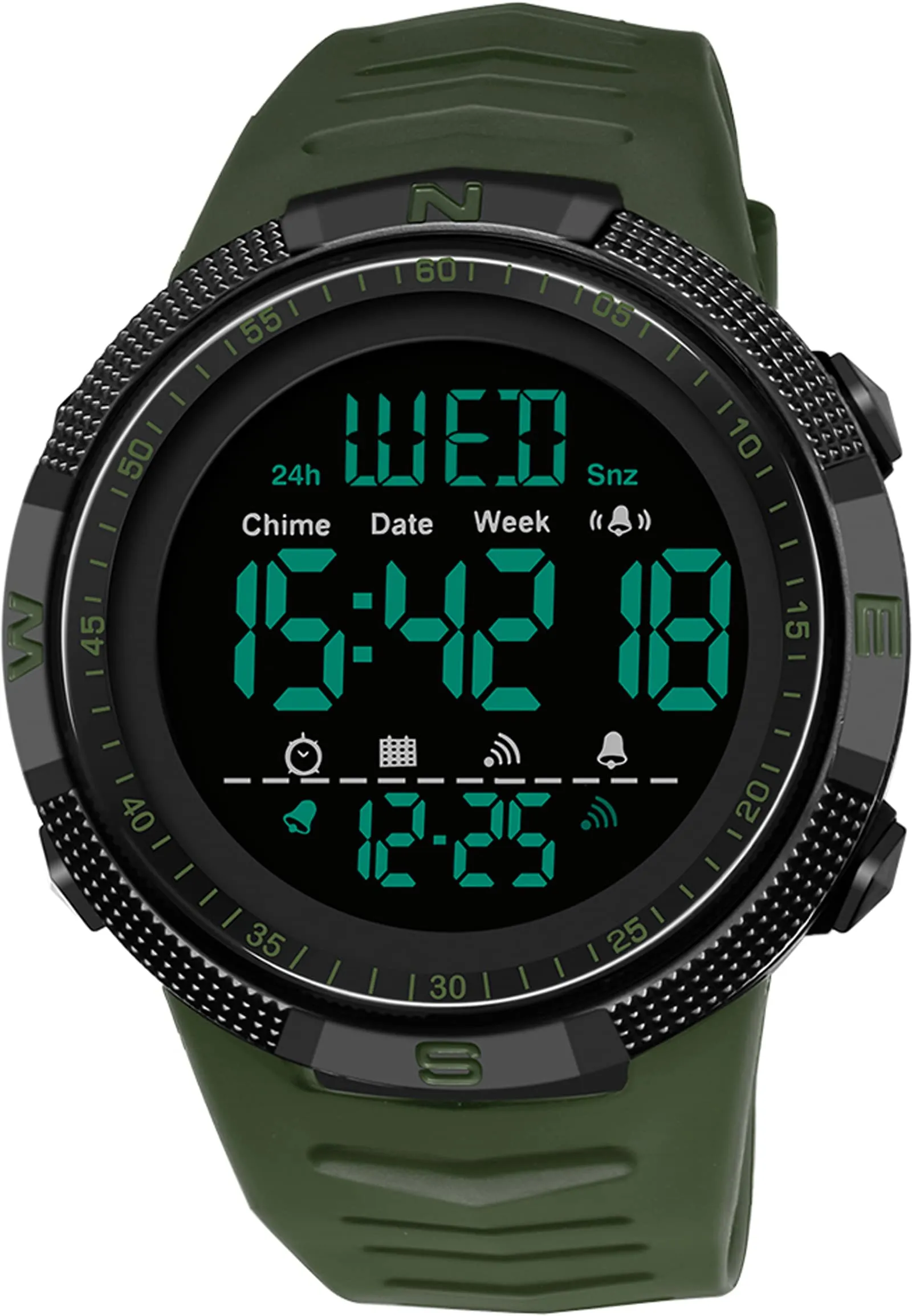 Findtime Mens Digital Sports Watch Dual Time Countdown Waterproof Stopwatch LED Screen Military Wrist Watches for Men