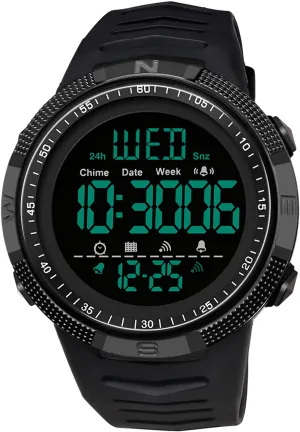 Findtime Mens Digital Sports Watch Dual Time Countdown Waterproof Stopwatch LED Screen Military Wrist Watches for Men